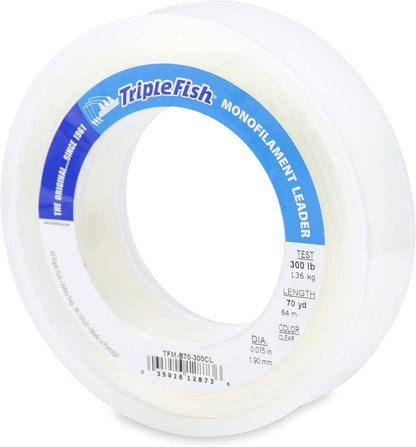 Clear Monofilament Leader Line – Abrasion Resistant Saltwater Fishing Leader 125 lb to 400 lb.