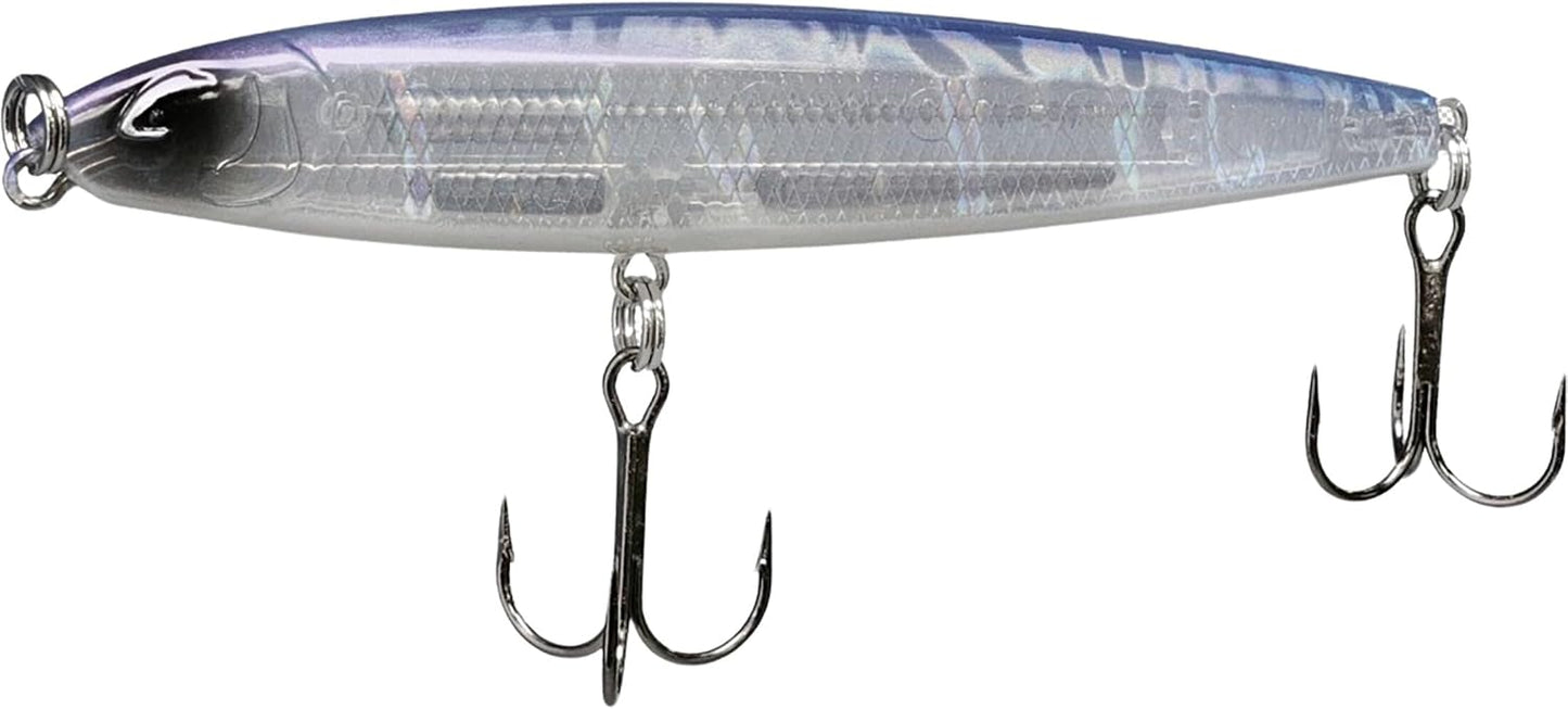 Depth Strike Twitchbait 5/8 oz in Pro-Blue color with Mustad treble hooks, designed for snook, redfish, and tarpon