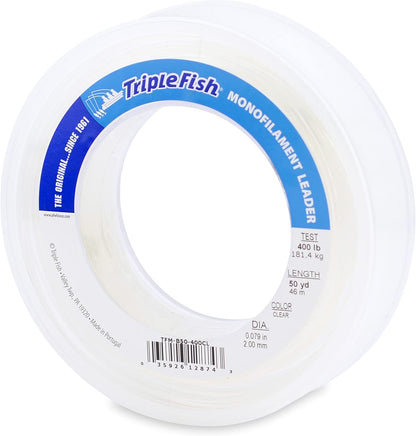 Clear Monofilament Leader Line – Abrasion Resistant Saltwater Fishing Leader 125 lb to 400 lb.