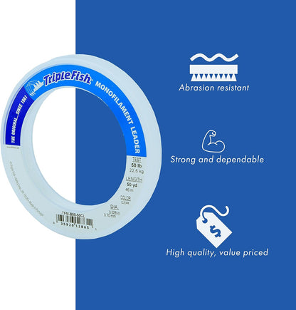 Clear Monofilament Leader Line – Abrasion Resistant Saltwater Fishing Leader 125 lb to 400 lb.