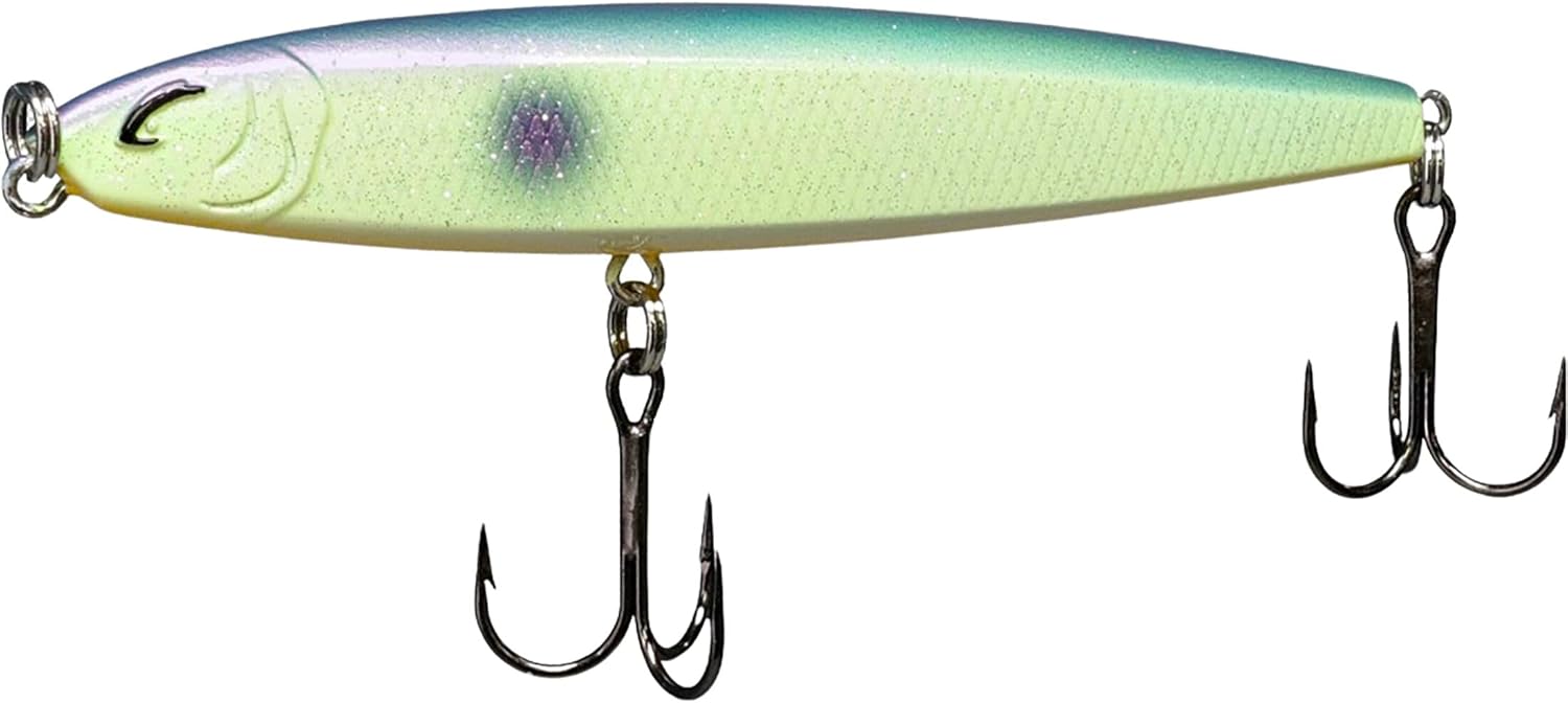 Depth Strike Twitchbait 1/2 oz in Table Rock Shad color with Mustad treble hooks, designed for snook, redfish, and tarpon