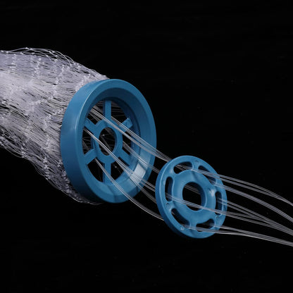 Saltwater fishing cast net with durable copolymer monofilament mesh and zinc sinkers, available in 4ft and 6ft radius sizes