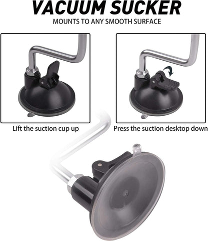 Close-up of fishing line spooler suction cup base showing strong vacuum mount for secure attachment to smooth surfaces.