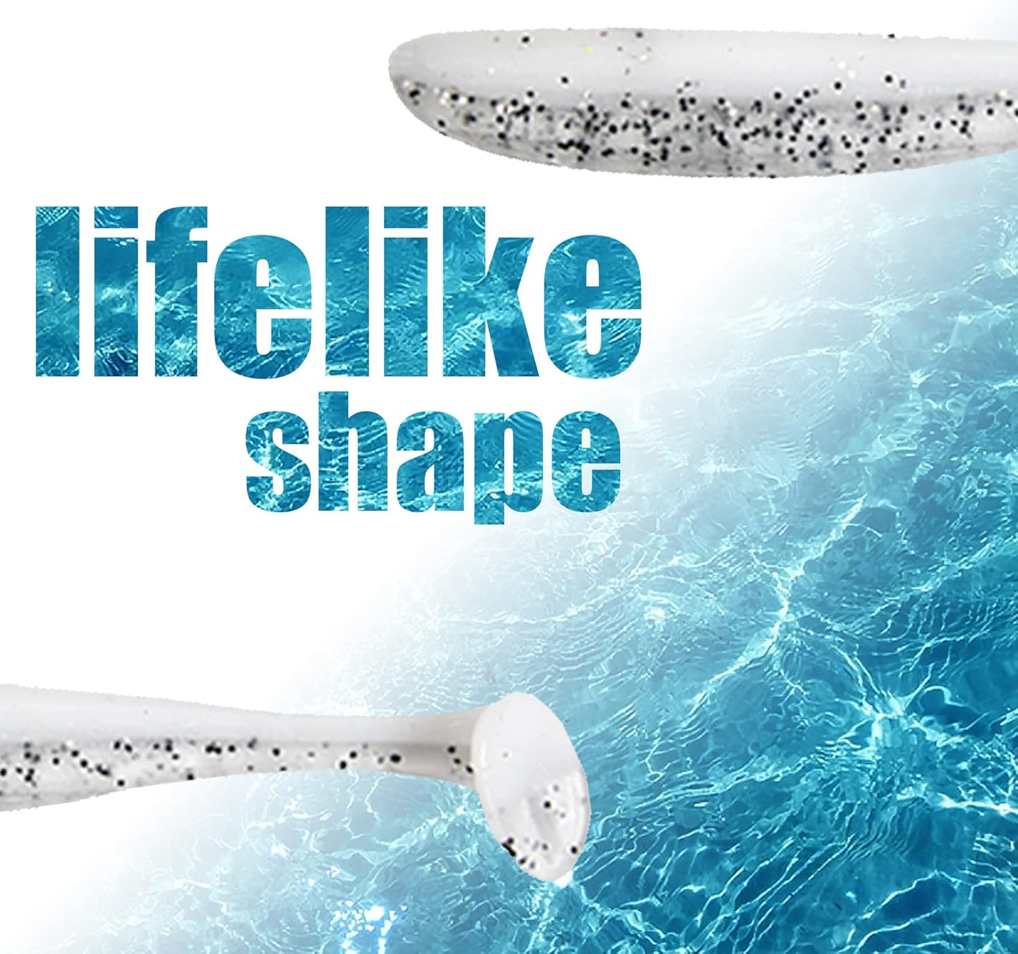 Close-up of a soft plastic paddle tail swimbait with lifelike shape design for saltwater fishing