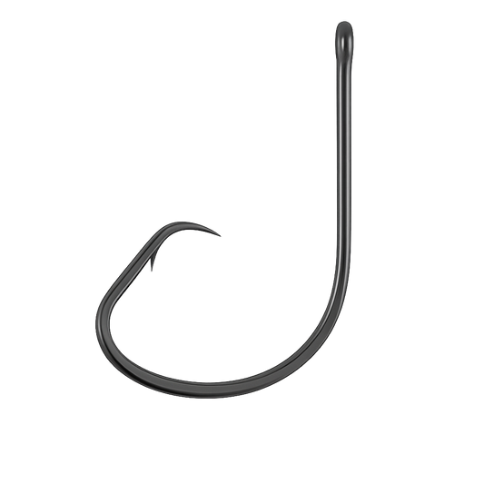Outshore Gear 1/0 circle hooks in black nickel finish, 10 pack for saltwater shrimp and small bait.
