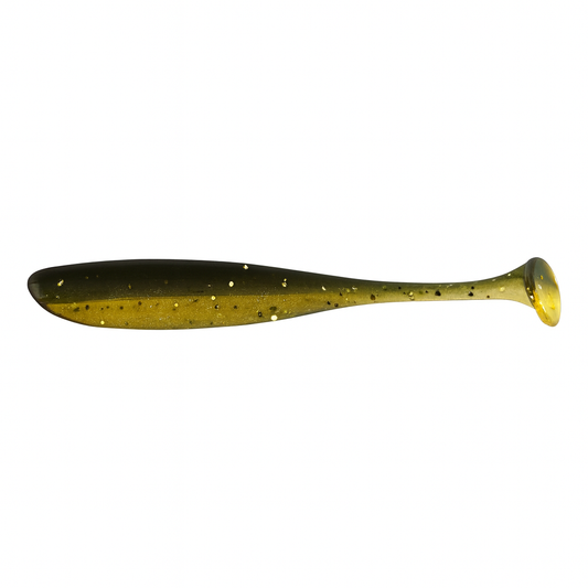 Backwater Minnows green pumpkin gold flake paddle tail soft plastic swimbait 3.35 inch 10 pack for redfish snook and trout
