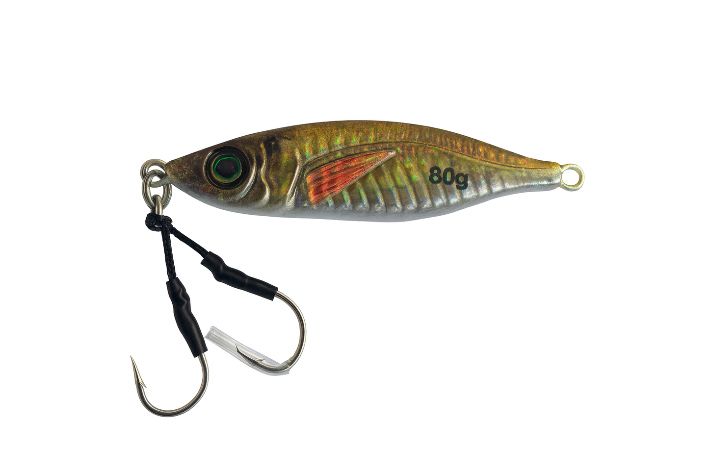 ReefStrike Slow Pitch Jig Golden Bait 80g saltwater jig with twin assist hooks by Outshore Gear