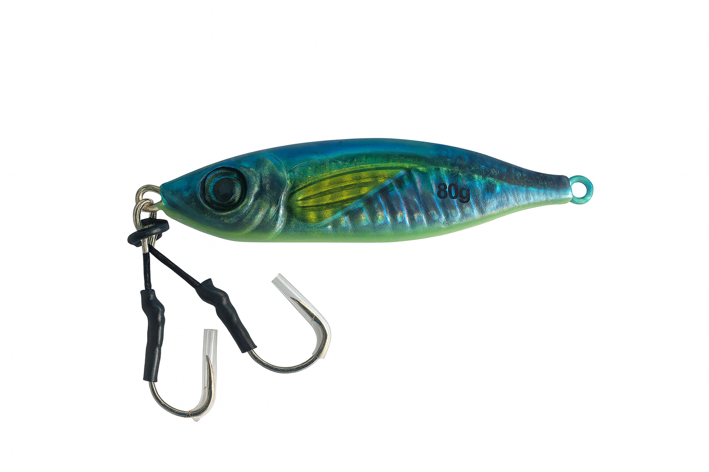 ReefStrike Slow Pitch Jig Reef Lime 80g saltwater jig with twin assist hooks by Outshore Gear