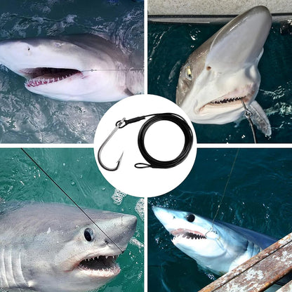 Shark fishing rig in action with multiple sharks hooked on heavy tackle