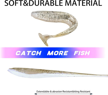 Soft and durable paddle tail swimbait with glitter detail, designed to catch more fish in tough conditions.